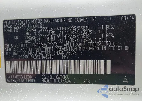 2014 Lexus Rx 350 from USA, damaged, VIN 2T2ZK1BA0EC148249